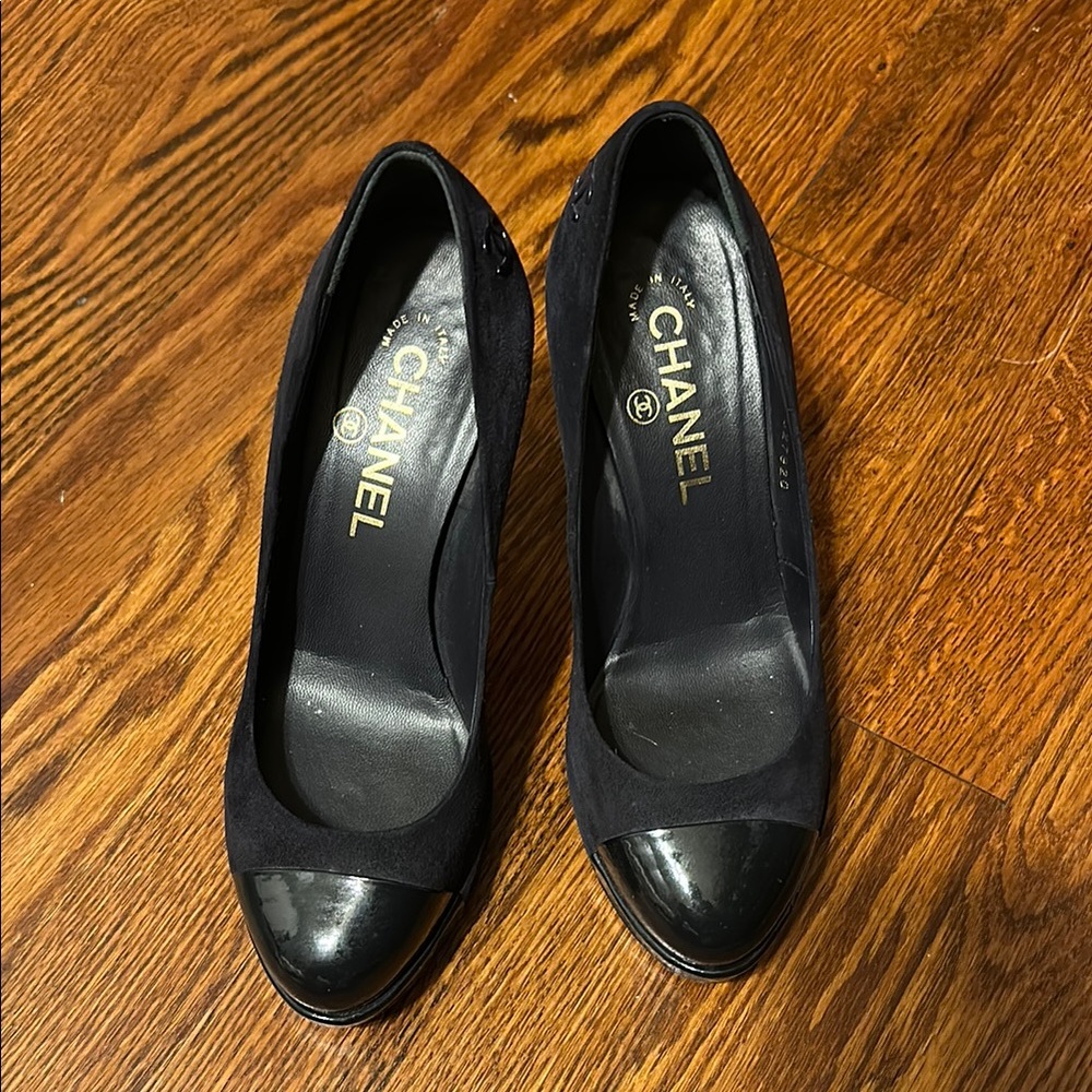 SOLD CHANEL Black Leather Heels Classic Formal Pumps